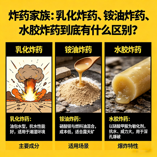 五莲炸药家族：乳化炸药、铵油炸药、水胶炸药到底有什么区别？